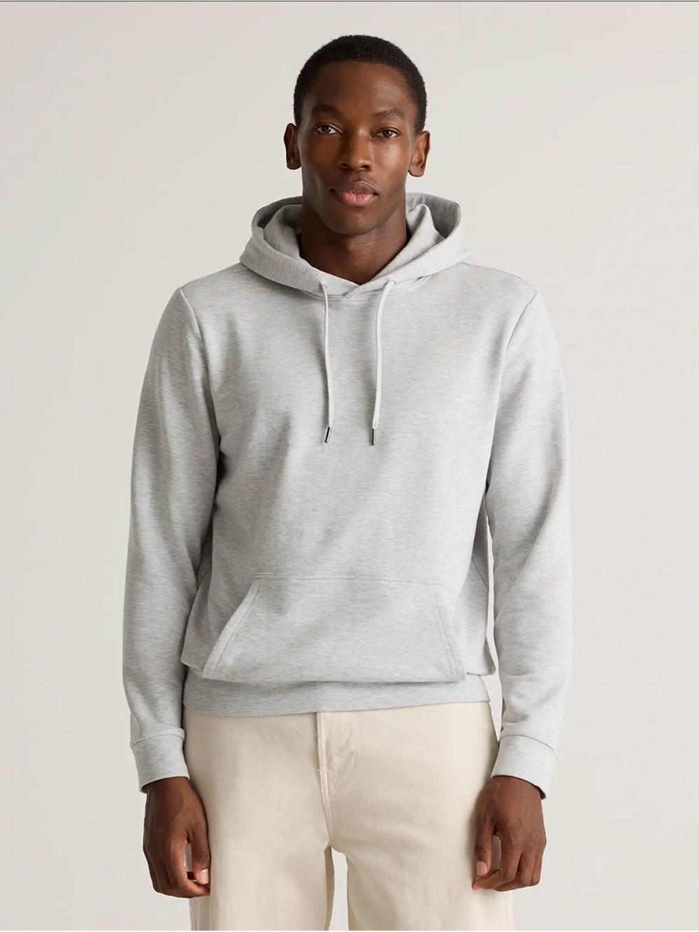 Quince Supersoft Fleece Hooded Classic Light Gray Men's Sweatshirt Size L